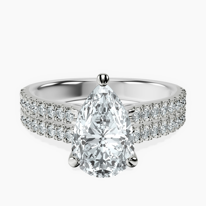 9ct White Gold Tosca Secret Halo Double Band Lab Diamond Ring front image