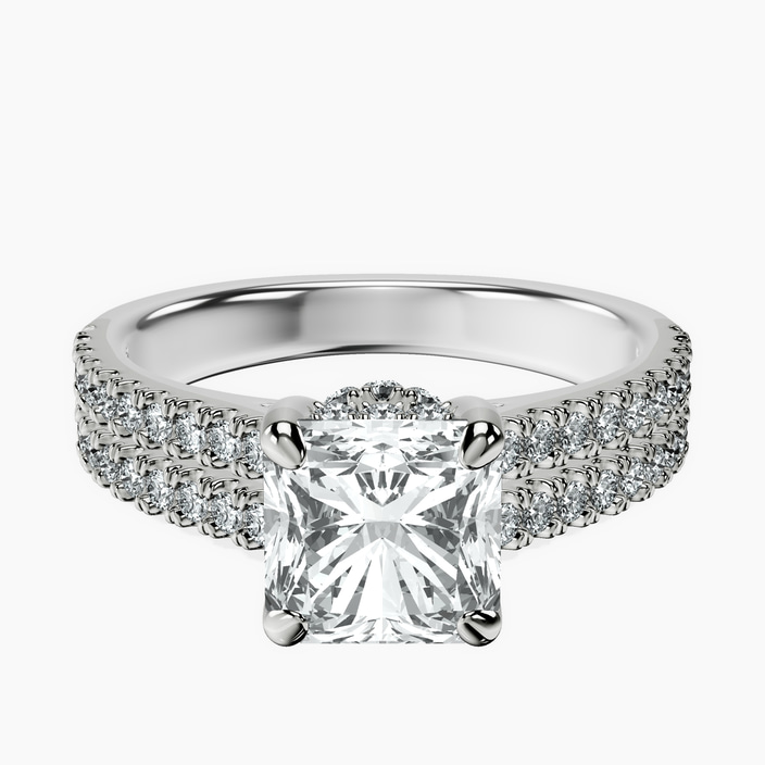 9ct White Gold Tosca Secret Halo Double Band Lab Diamond Ring front image