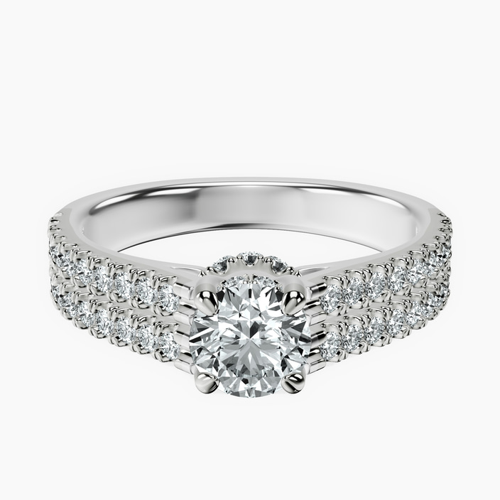 10kt White Gold Tosca Secret Halo Double Band Lab Diamond Ring front image