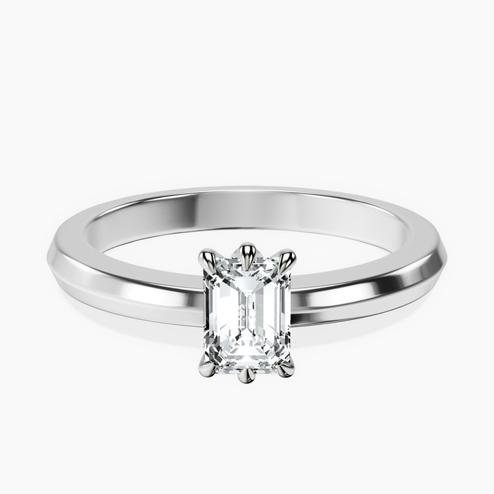 10kt White Gold Eva Six Prong Knife Edge Lab Diamond Ring front image