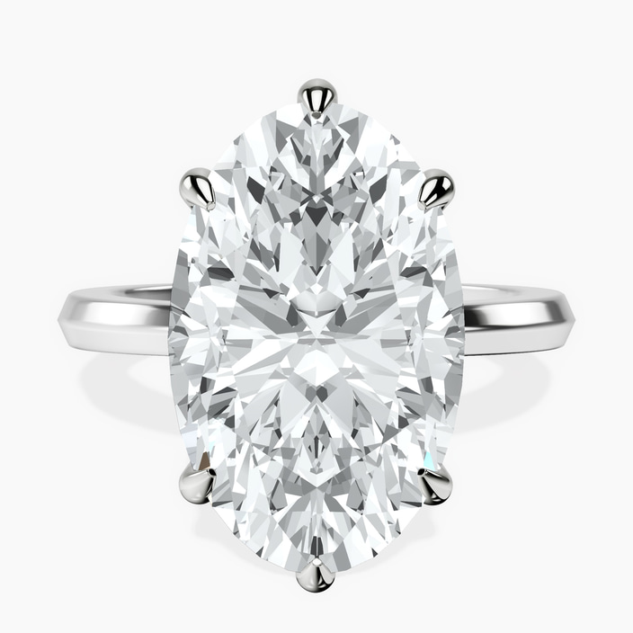 10kt White Gold Eva Six Prong Knife Edge Lab Diamond Ring front image