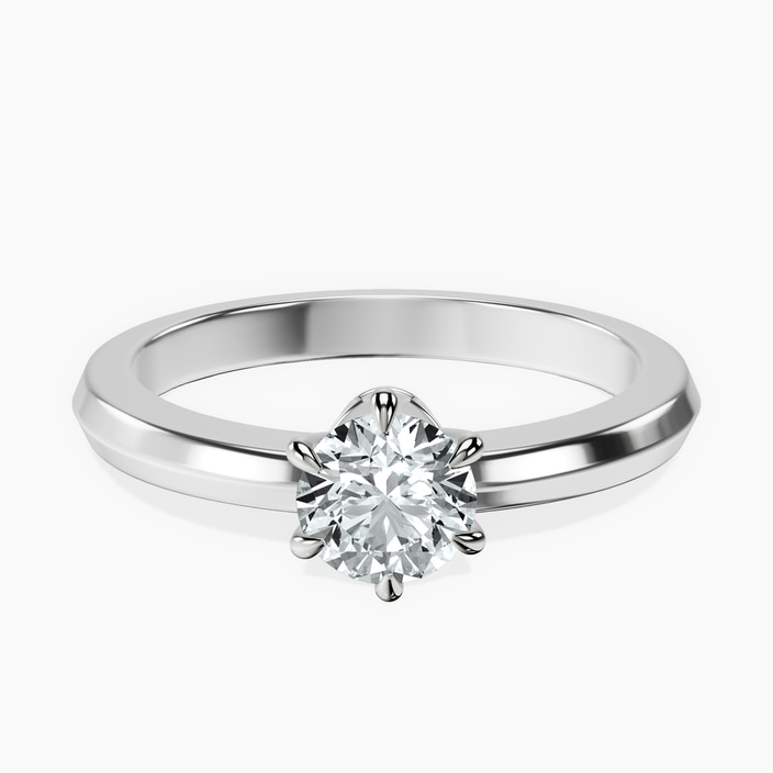 10kt White Gold Eva Six Prong Knife Edge Lab Diamond Ring front image