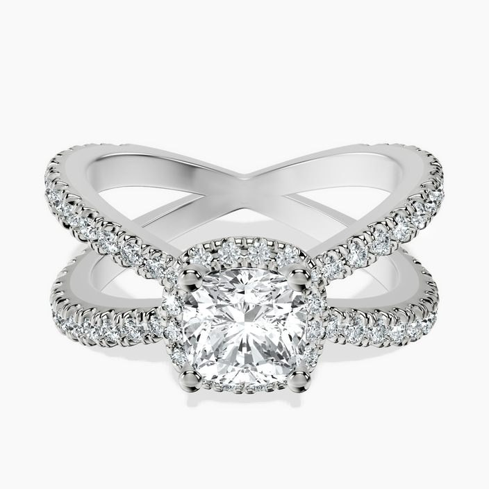 Platinum Electra Criss Cross Halo Lab Diamond Ring front image