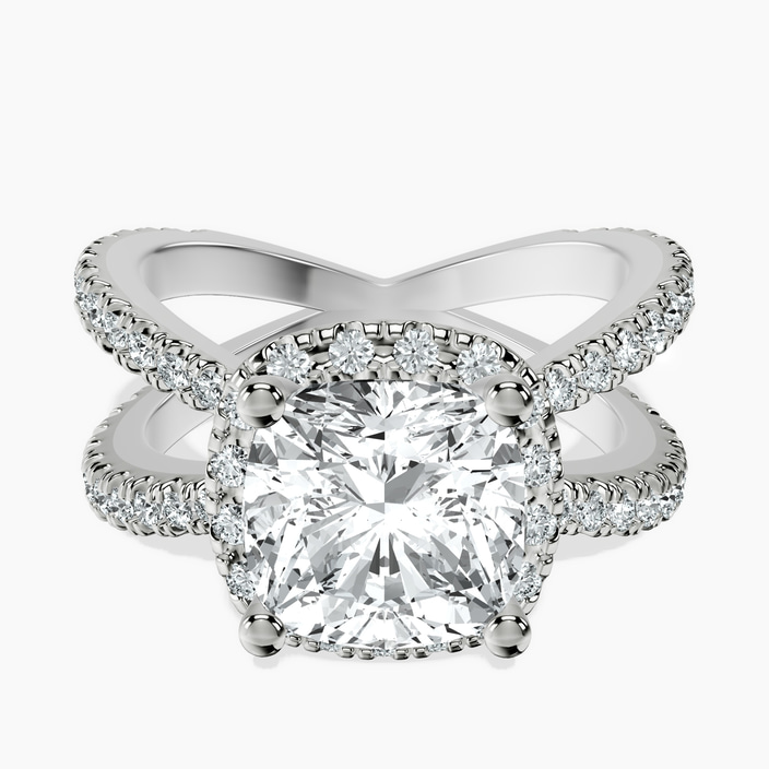 Platinum Electra Criss Cross Halo Lab Diamond Ring front image
