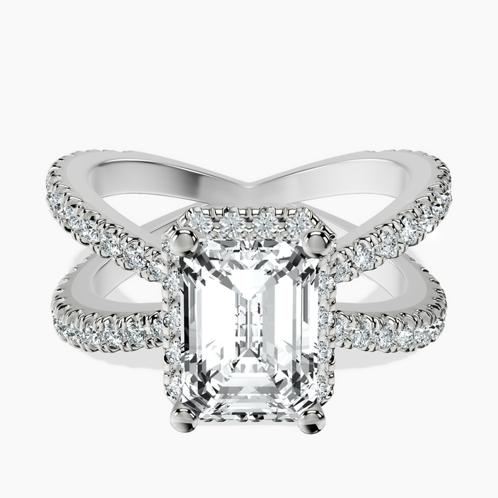 Platinum Electra Criss Cross Halo Lab Diamond Ring front image