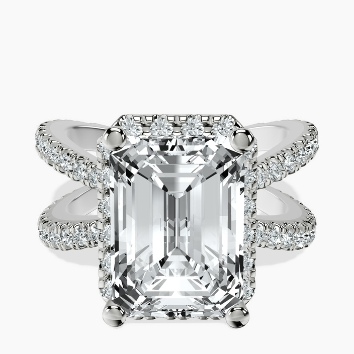 Platinum Electra Criss Cross Halo Lab Diamond Ring front image