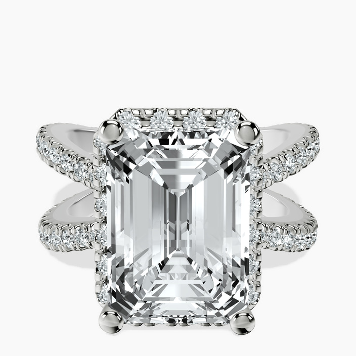 Platinum Electra Criss Cross Halo Lab Diamond Ring front image