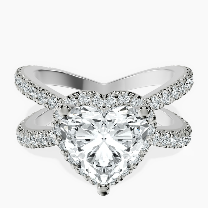 10kt White Gold Electra Criss Cross Halo Lab Diamond Ring front image