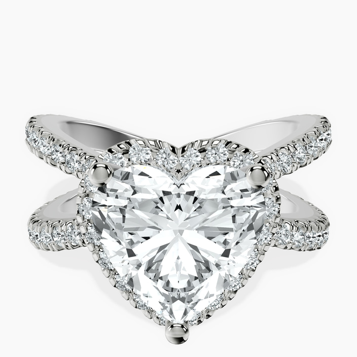 10kt White Gold Electra Criss Cross Halo Lab Diamond Ring front image