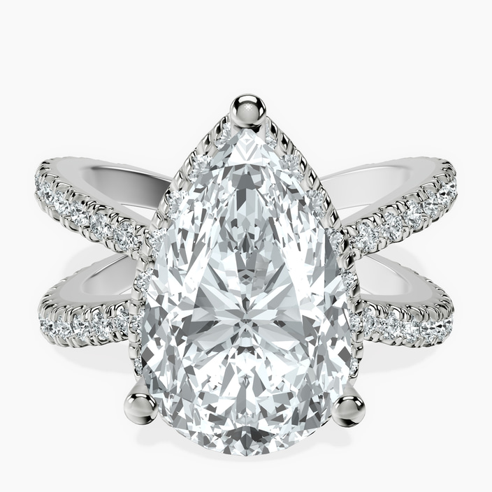 Platinum Electra Criss Cross Halo Lab Diamond Ring front image