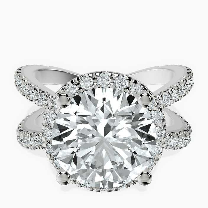 10kt White Gold Electra Criss Cross Halo Lab Diamond Ring front image