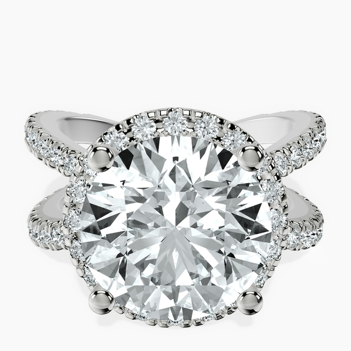 10kt White Gold Electra Criss Cross Halo Lab Diamond Ring front image