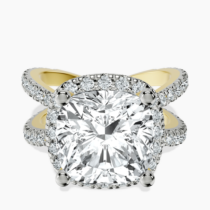 10kt Yellow Gold Electra Criss Cross Halo Lab Diamond Ring front image