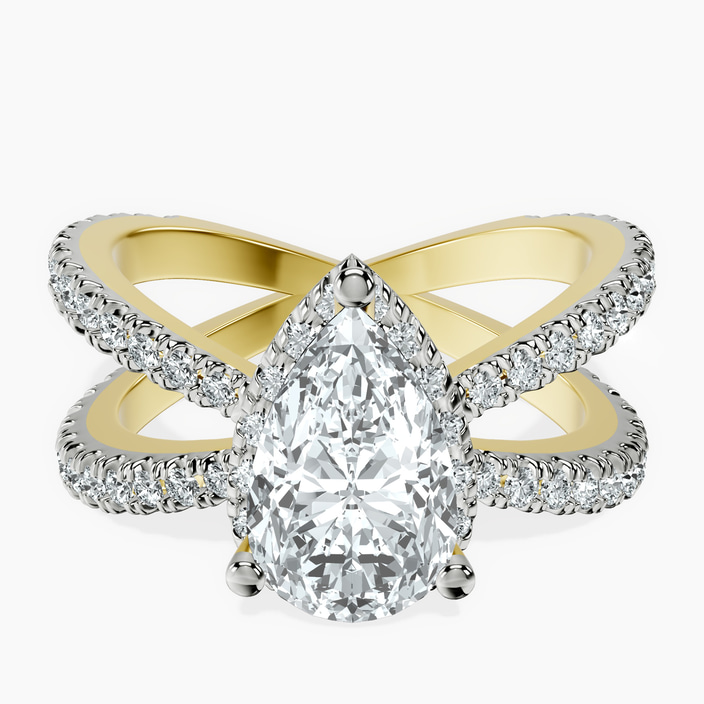 9ct Yellow Gold Electra Criss Cross Halo Lab Diamond Ring front image