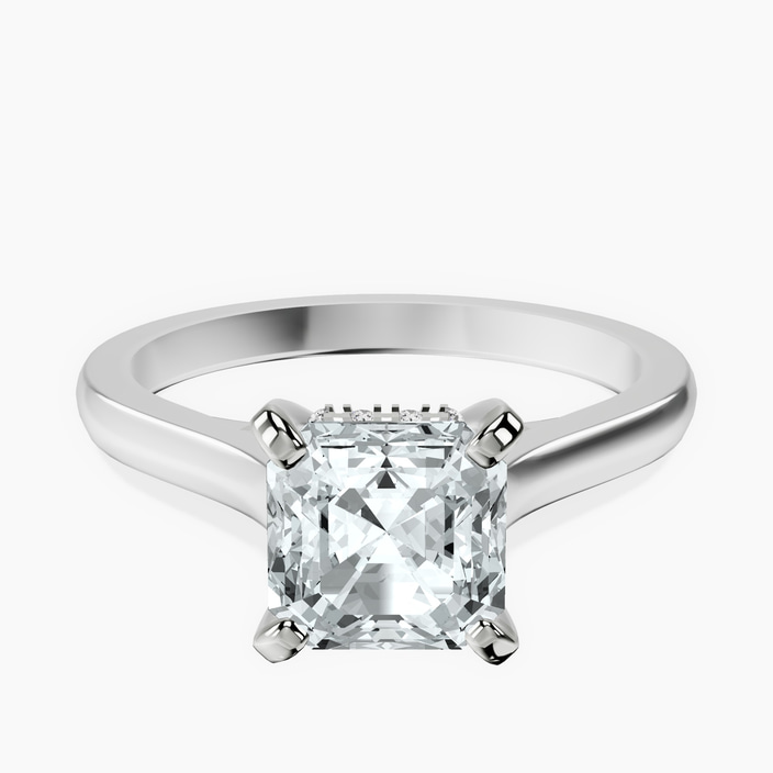 9ct White Gold Elsa Hidden Accents Solitaire Lab Diamond Ring front image