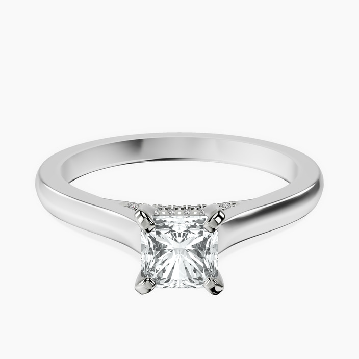 10kt White Gold Elsa Hidden Accents Solitaire Lab Diamond Ring front image