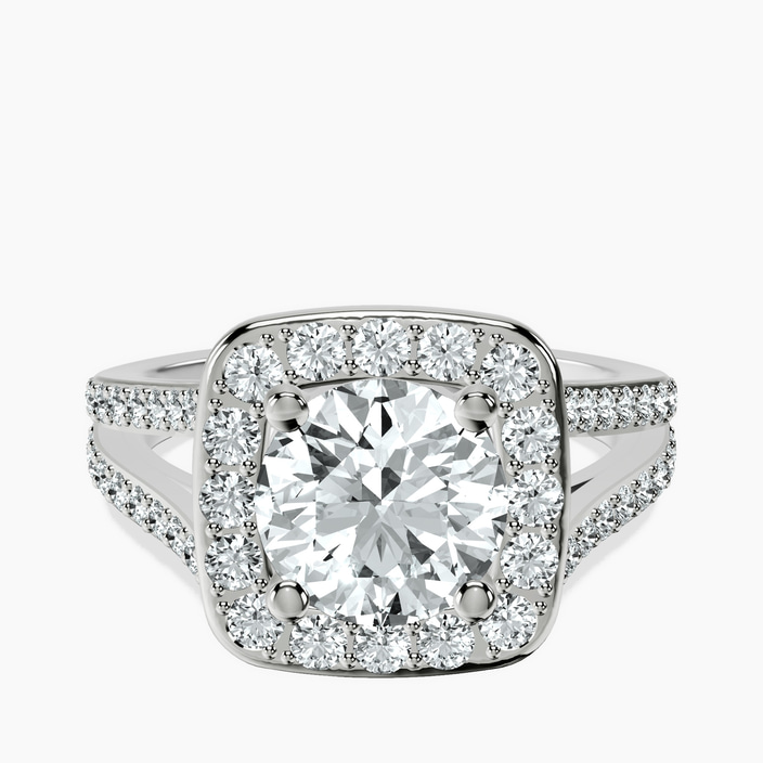 9ct White Gold Rosalind Split Shank Halo Lab Diamond Ring front image