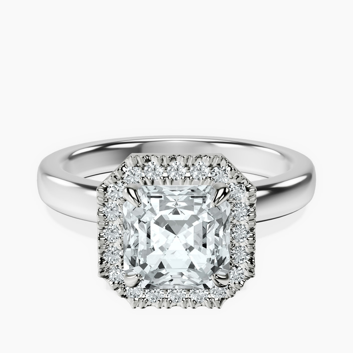 9ct White Gold Anna Hidden Accents Halo Lab Diamond Ring front image