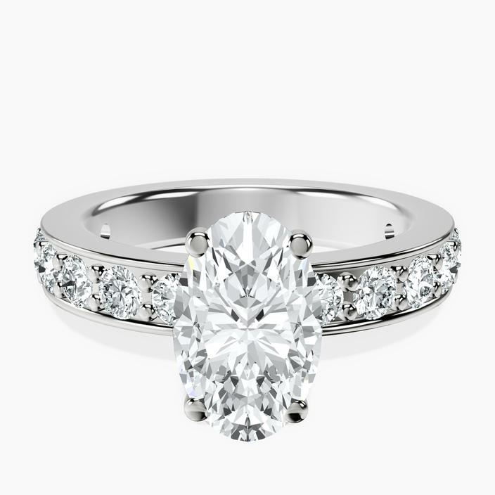 9ct White Gold Adele Side Stone Lab Diamond Ring front image