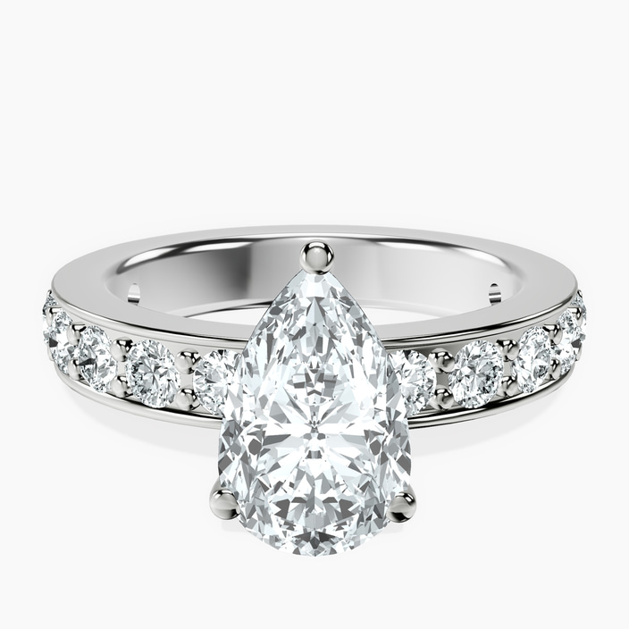 18ct White Gold Adele Side Stone Lab Diamond Ring front image