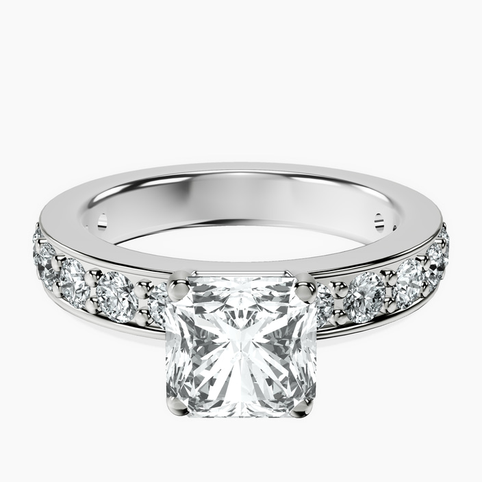 14ct White Gold Adele Side Stone Lab Diamond Ring front image
