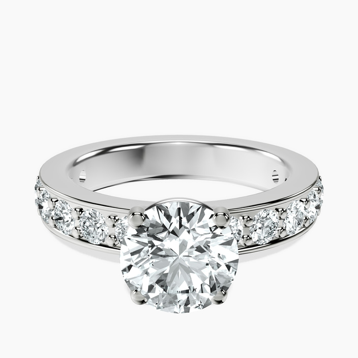 9ct White Gold Adele Side Stone Lab Diamond Ring front image