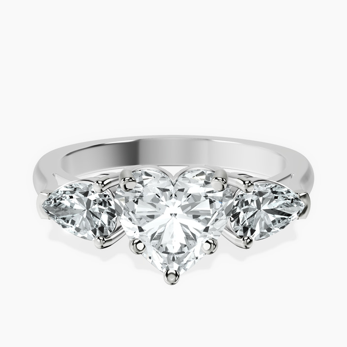 Platinum Della Three stone Side Pear Lab Diamond Ring front image
