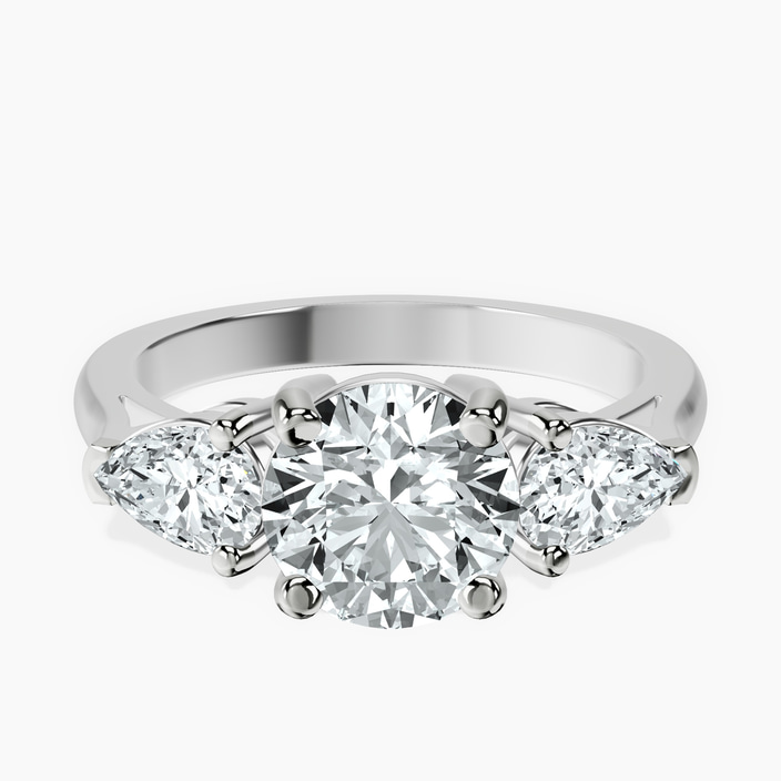 9ct White Gold Della Three stone Side Pear Lab Diamond Ring front image