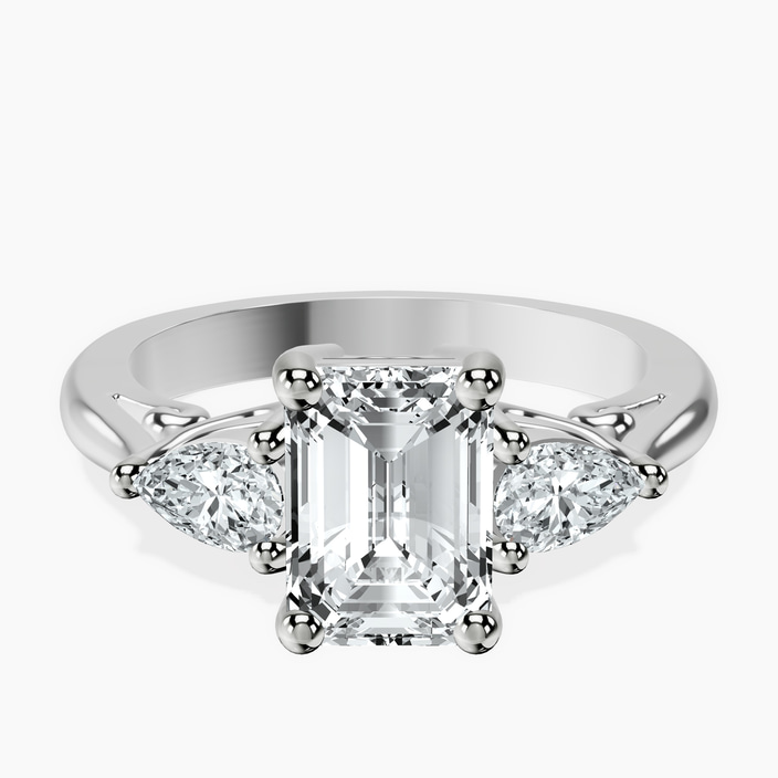Platinum Leona Three stone Side Pear Lab Diamond Ring front image
