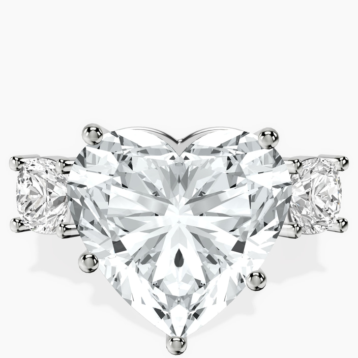 10kt White Gold Kinsley Three Stone Side Cushion Lab Diamond Ring front image