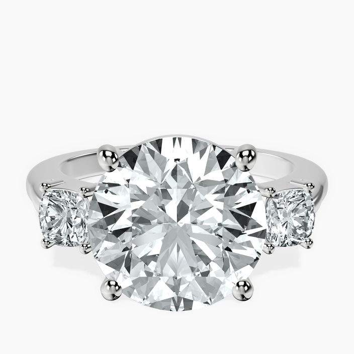 10kt White Gold Emery Three Stone Side Cushion Lab Diamond Ring front image