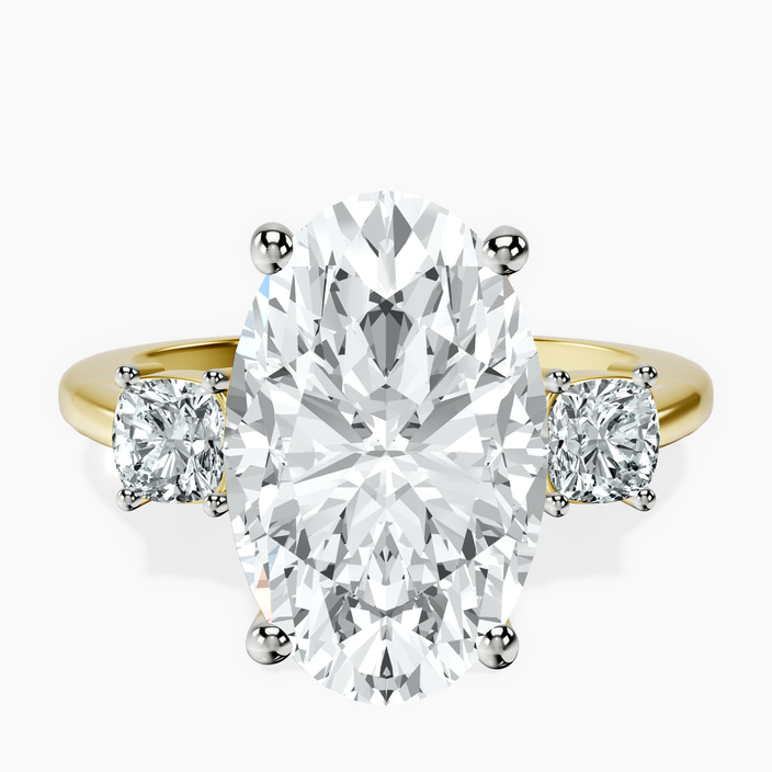 14kt Yellow Gold Emery Three Stone Side Cushion Lab Diamond Ring front image
