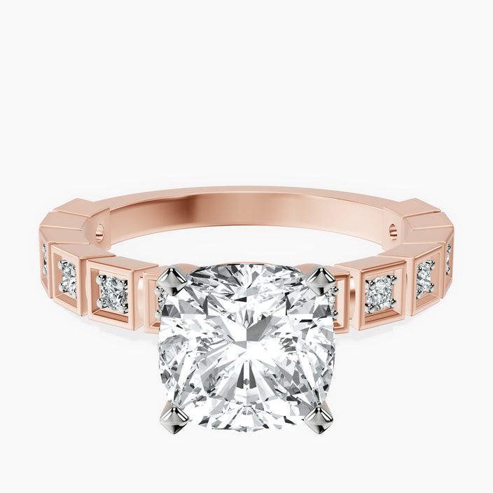 10kt Rose Gold Cheryl Side Stone Lab Diamond Ring front image