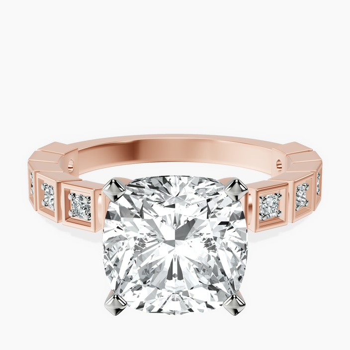 14kt Rose Gold Cheryl Side Stone Lab Diamond Ring front image