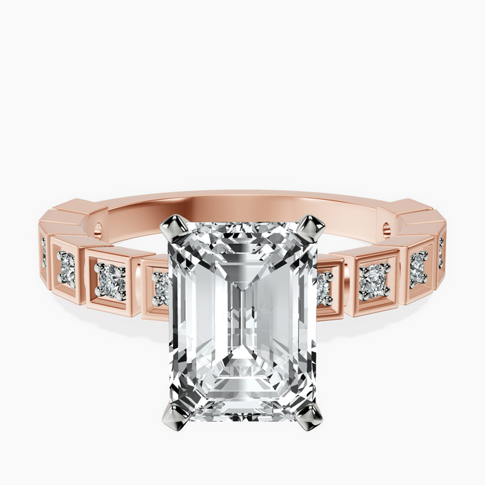 14kt Rose Gold Cheryl Side Stone Lab Diamond Ring front image