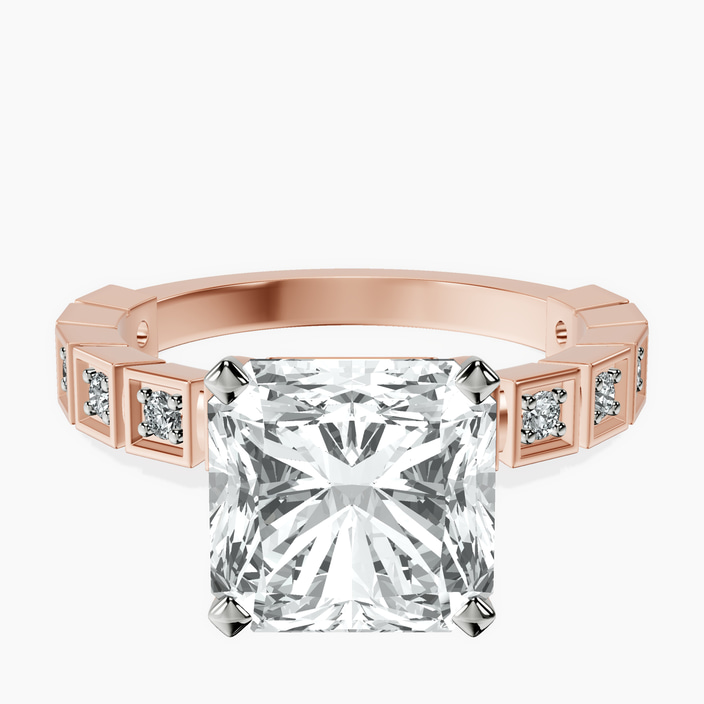 14kt Rose Gold Cheryl Side Stone Lab Diamond Ring front image