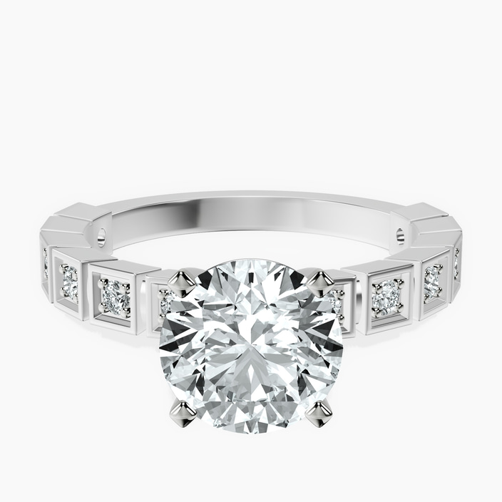 9ct White Gold Cheryl Side Stone Lab Diamond Ring front image