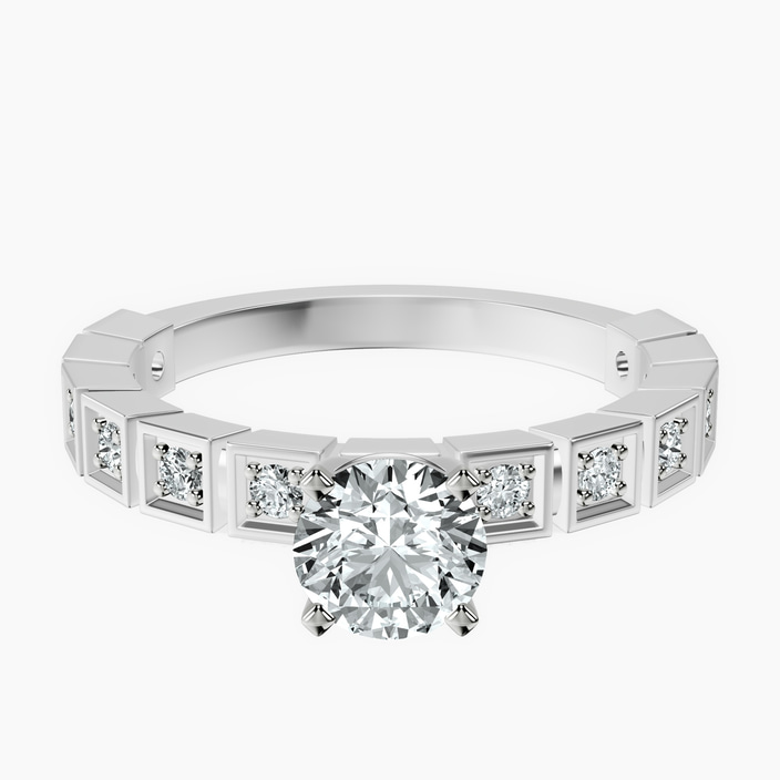 10kt White Gold Cheryl Side Stone Lab Diamond Ring front image