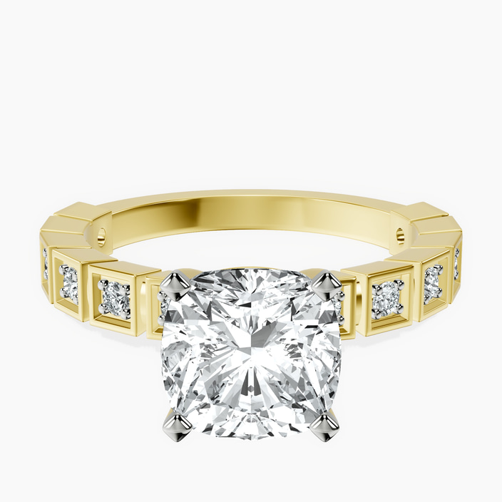 14kt Yellow Gold Cheryl Side Stone Lab Diamond Ring front image