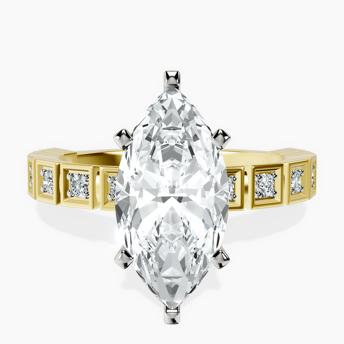 10kt Yellow Gold Cheryl Side Stone Lab Diamond Ring front image