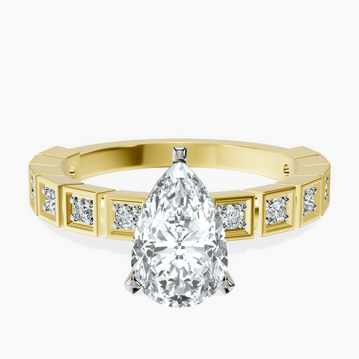 18kt Yellow Gold Cheryl Side Stone Lab Diamond Ring front image