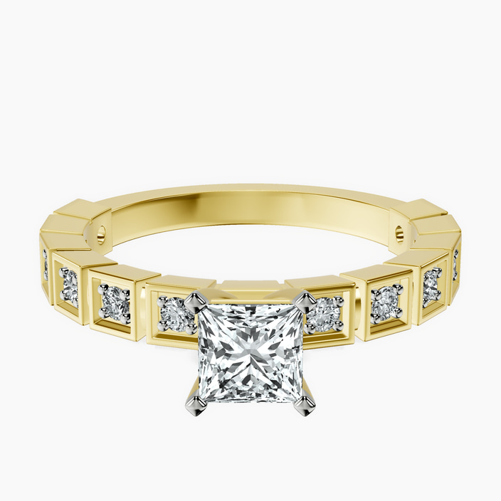 18kt Yellow Gold Cheryl Side Stone Lab Diamond Ring front image