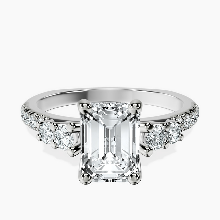 9ct White Gold Geneva Side Stone Lab Diamond Ring front image