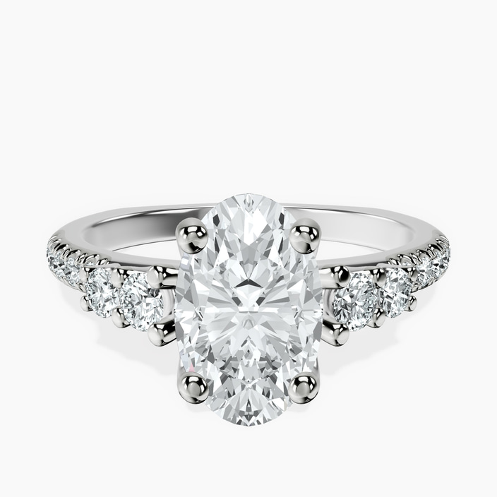 10kt White Gold Geneva Side Stone Lab Diamond Ring front image