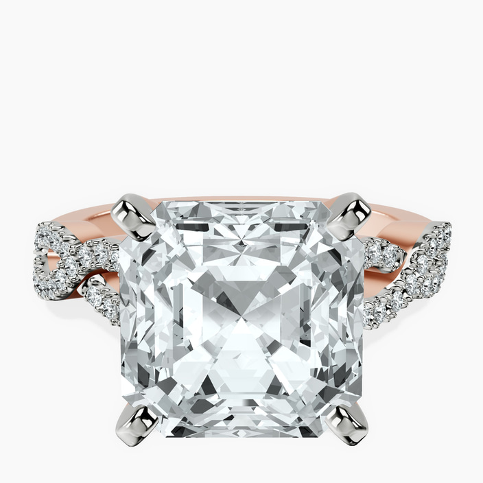 14kt Rose Gold Lorene Twisted Shank Lab Diamond Ring front image