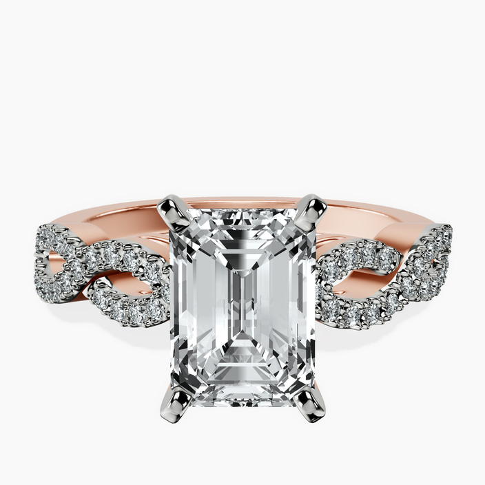 14kt Rose Gold Lorene Twisted Shank Lab Diamond Ring front image