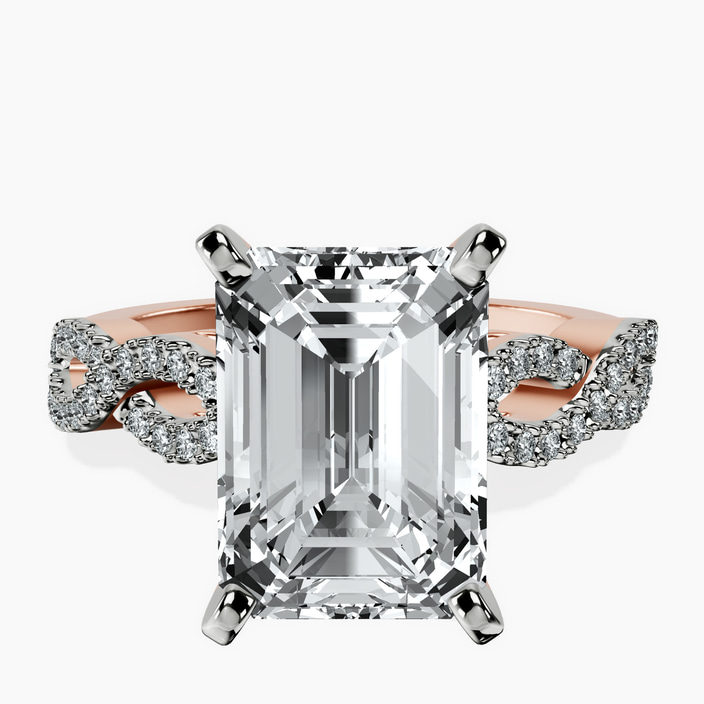 10kt Rose Gold Lorene Twisted Shank Lab Diamond Ring front image