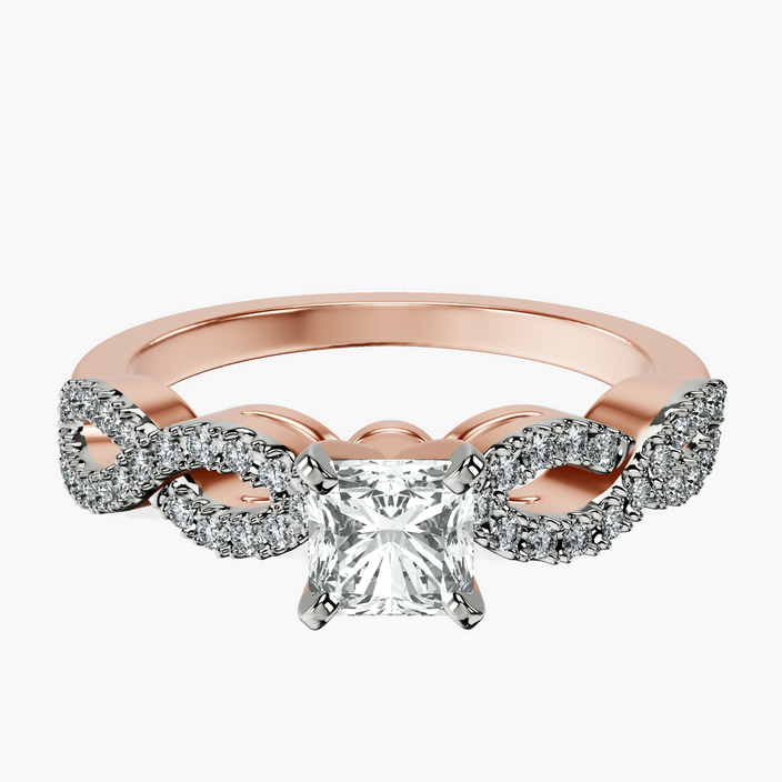 18kt Rose Gold Lorene Twisted Shank Lab Diamond Ring front image