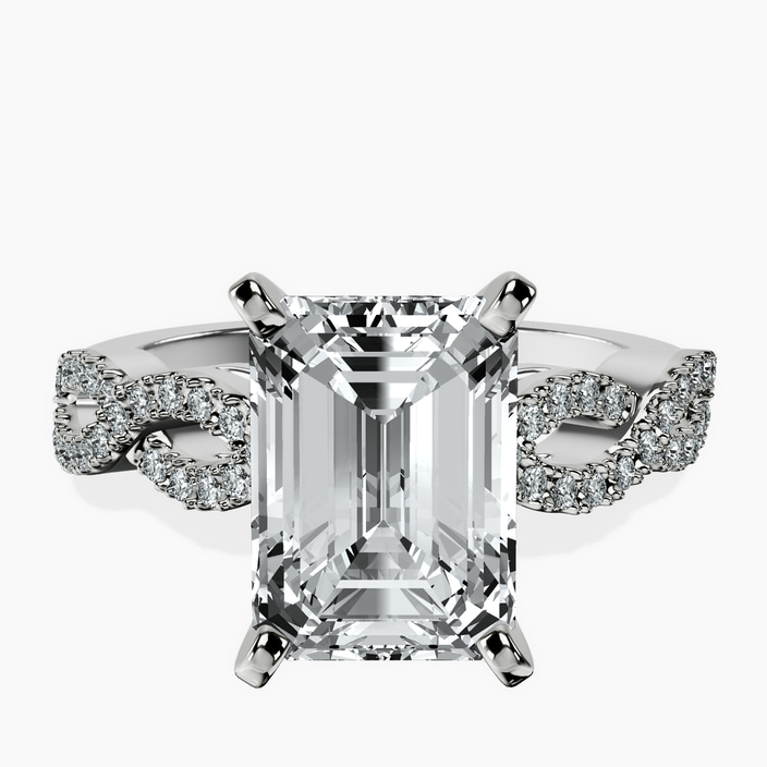 10kt White Gold Lorene Twisted Shank Lab Diamond Ring front image