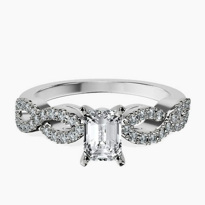 18kt White Gold Lorene Twisted Shank Lab Diamond Ring front image